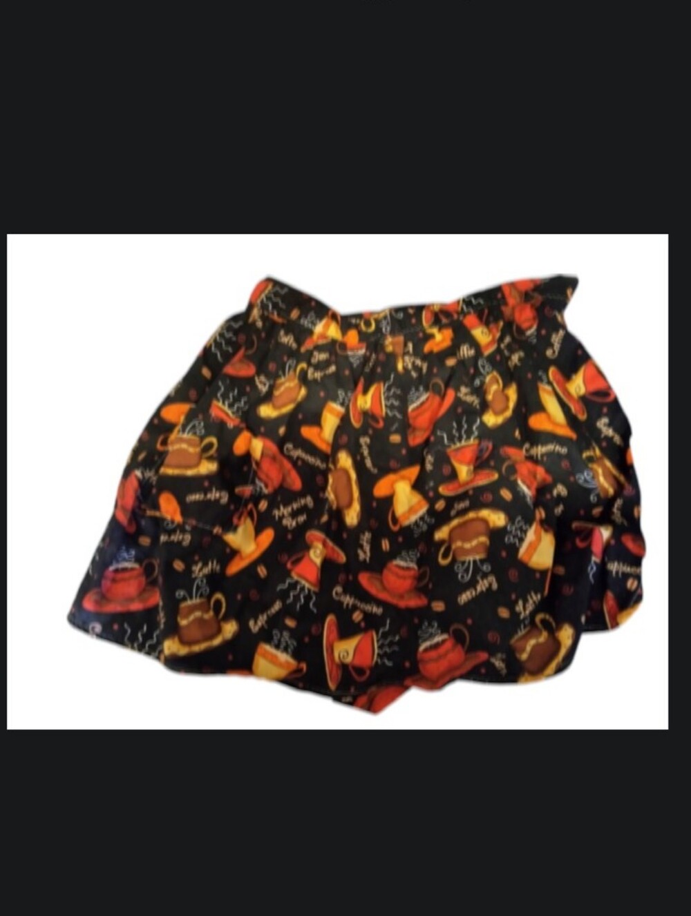 Women's Black Espresso with Coffee Cup Print Apron